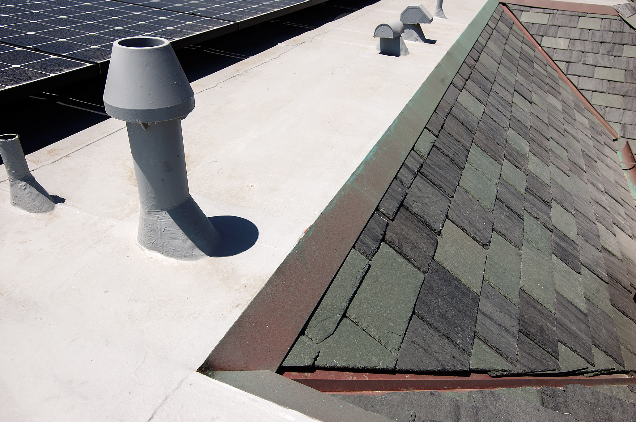 Slate roof with copper dome on the Strand, Manhattan Beach, California