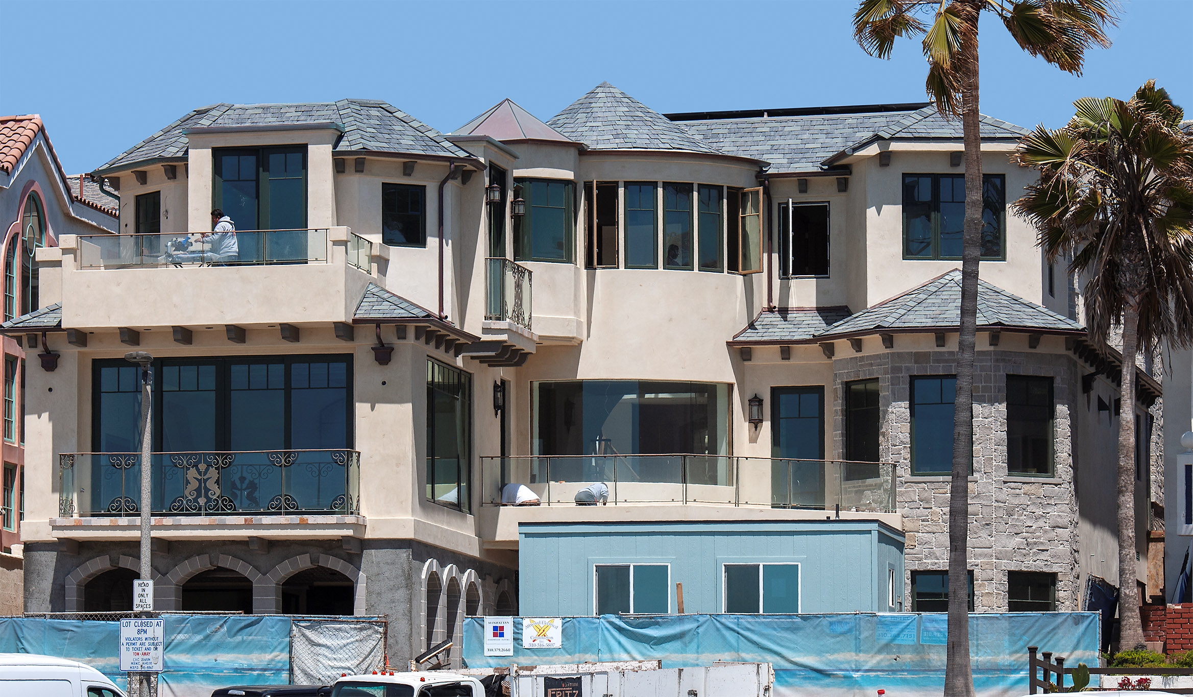 Slate roof with copper features on the Strand, Manhattan Beach, California